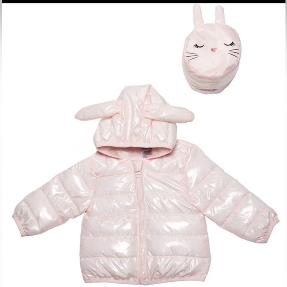 🐰Robeez pink sparkly bunny hoodie puffer jacket with matching bag - Picture 16 of 16